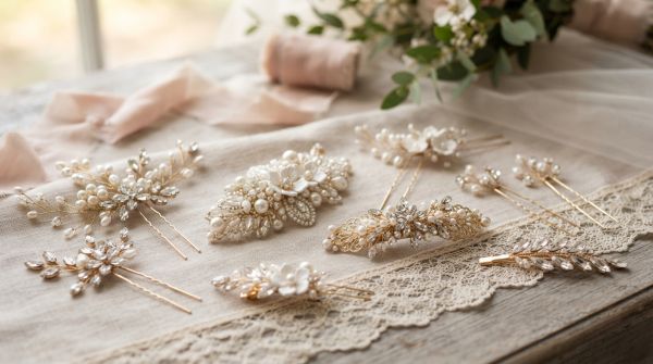 Épingles et barrettes chics pour mariées